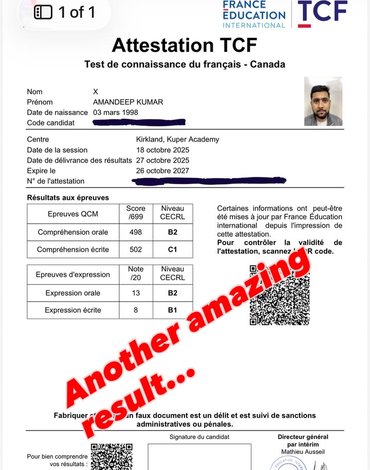 TCF Certificate for sale